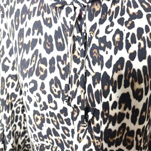 Chico's cute size S/4 women's Cheetah print lace up bodice 3/4 angel wing sleeve - Picture 9 of 13